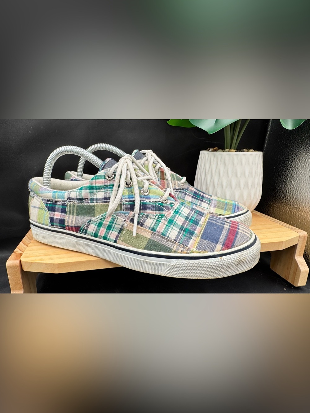 Sperry Top Sider Plaid Canvas Low-Top Sneakers - Multicolor